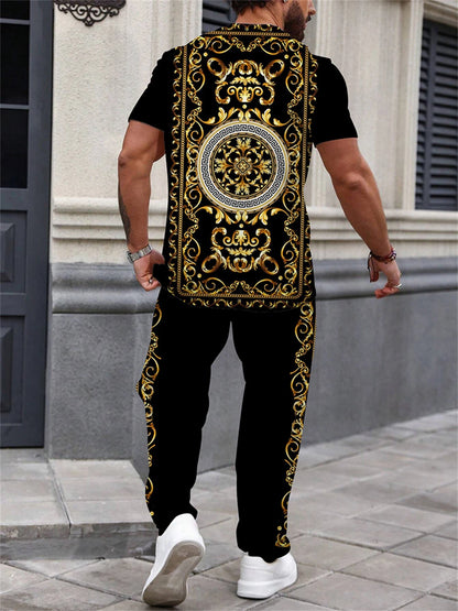 Summer Short Sleeve Trousers Suit