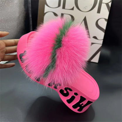 Fur Wedge Party Sandals