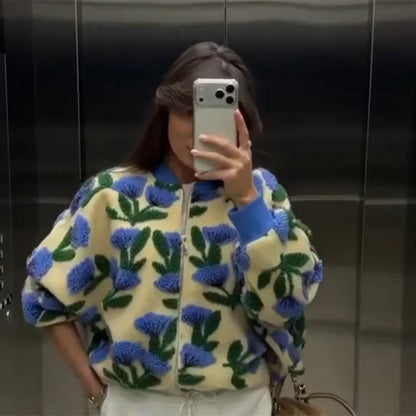 3D Flower Embossed Jacket