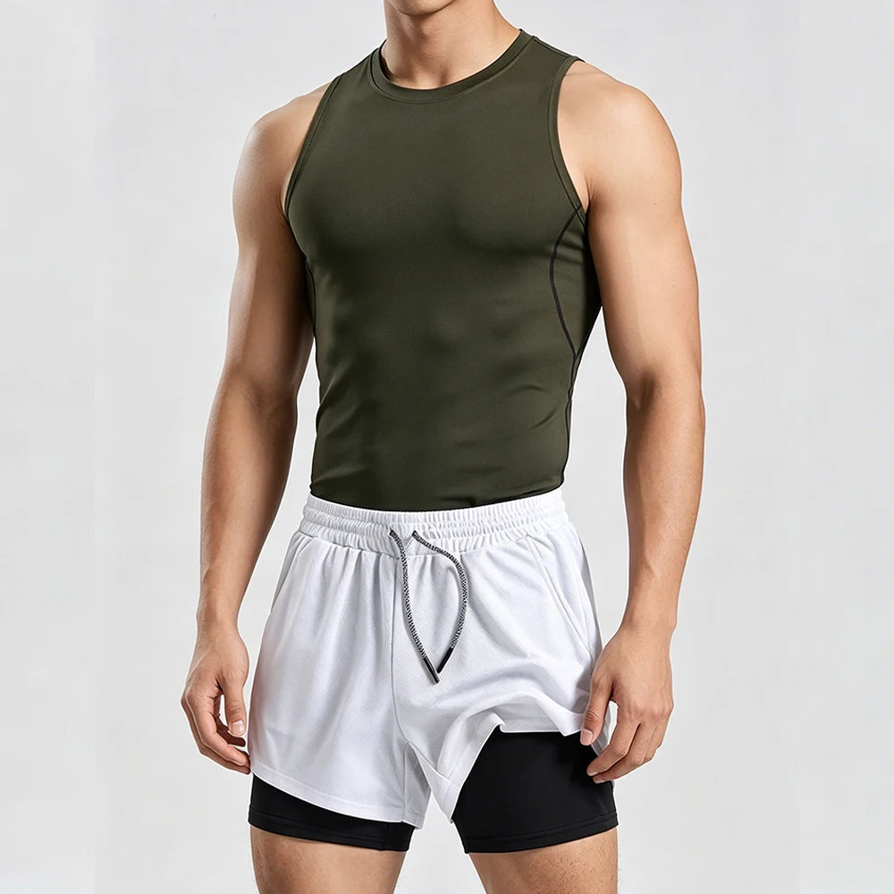 Compression Double-Layer Vest Shorts Set