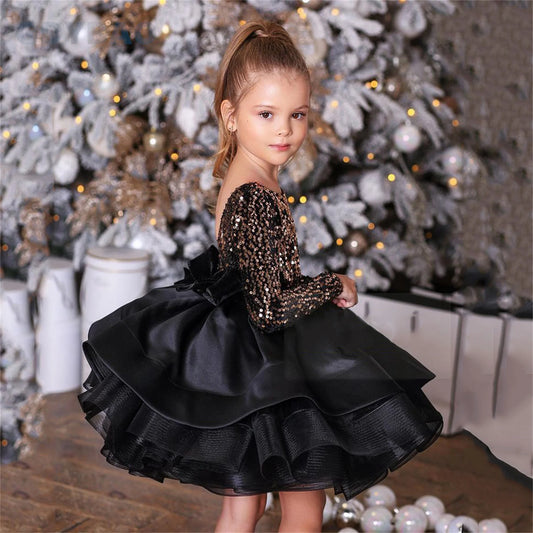 Floral Gold Flower Girl Dress