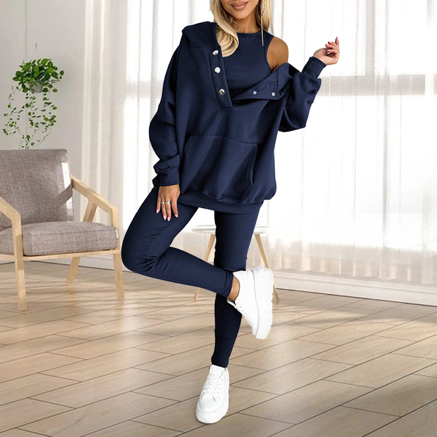 Women 2-Piece Hooded Sweatshirt Joggers Set