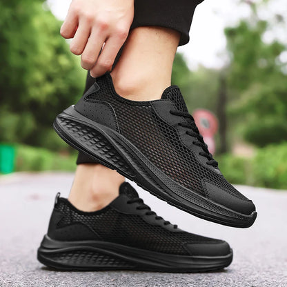 Leather Mesh Walking Sneakers
