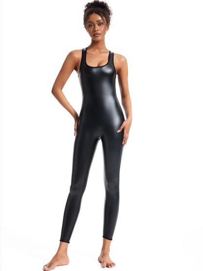 Faux Leather Shaping Bodysuit