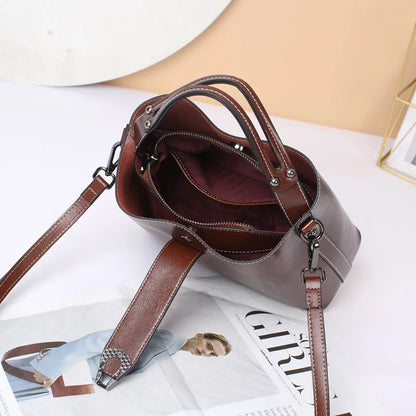 Oil Wax Leather Bucket Bag