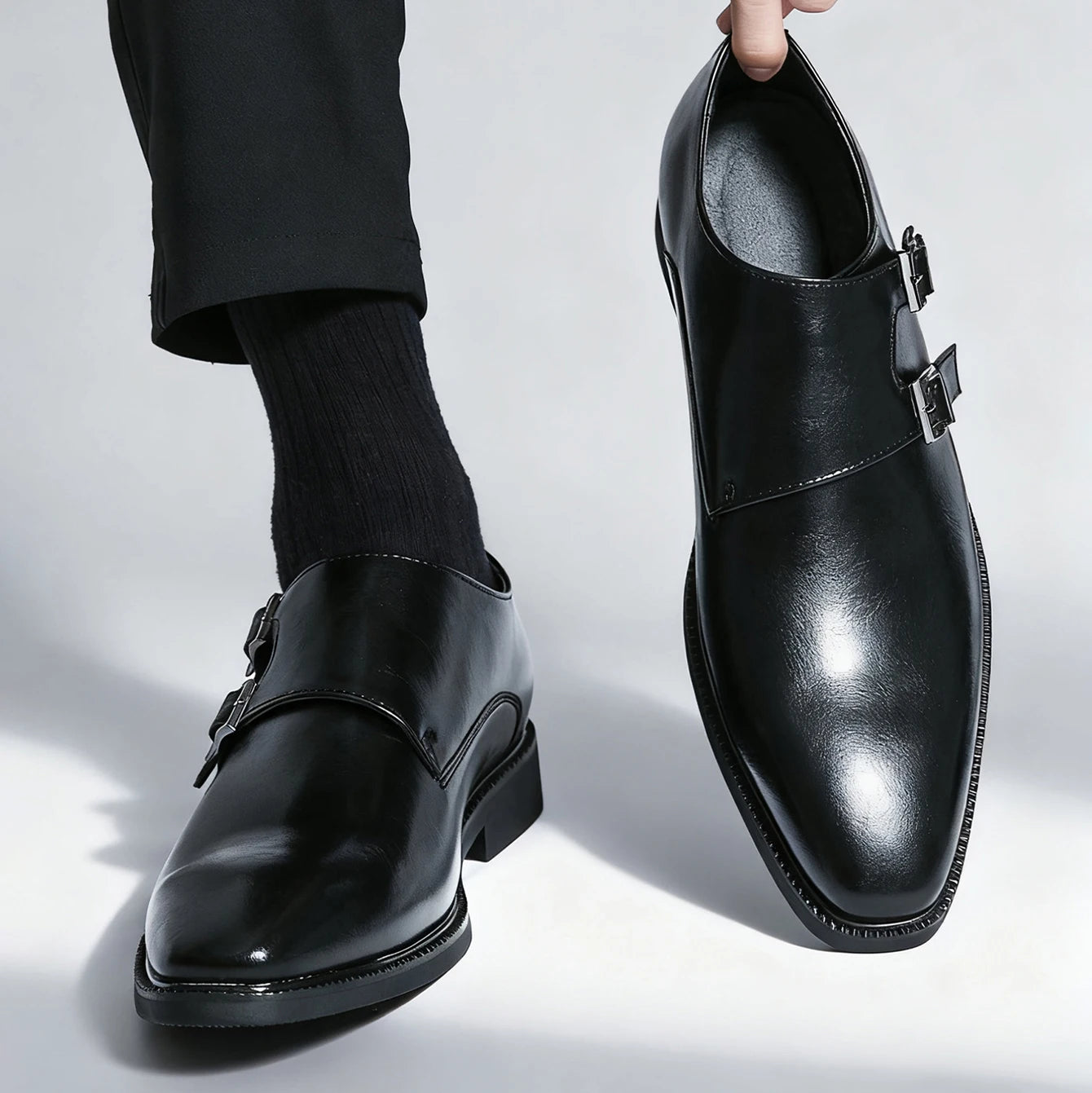 Leather Monk Strap Shoes
