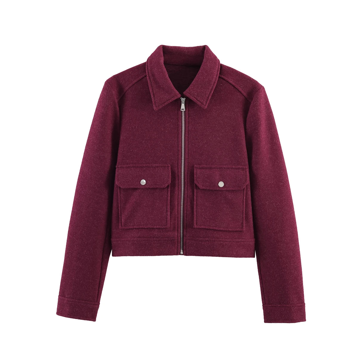 Turn-Down Collar Zip Jacket