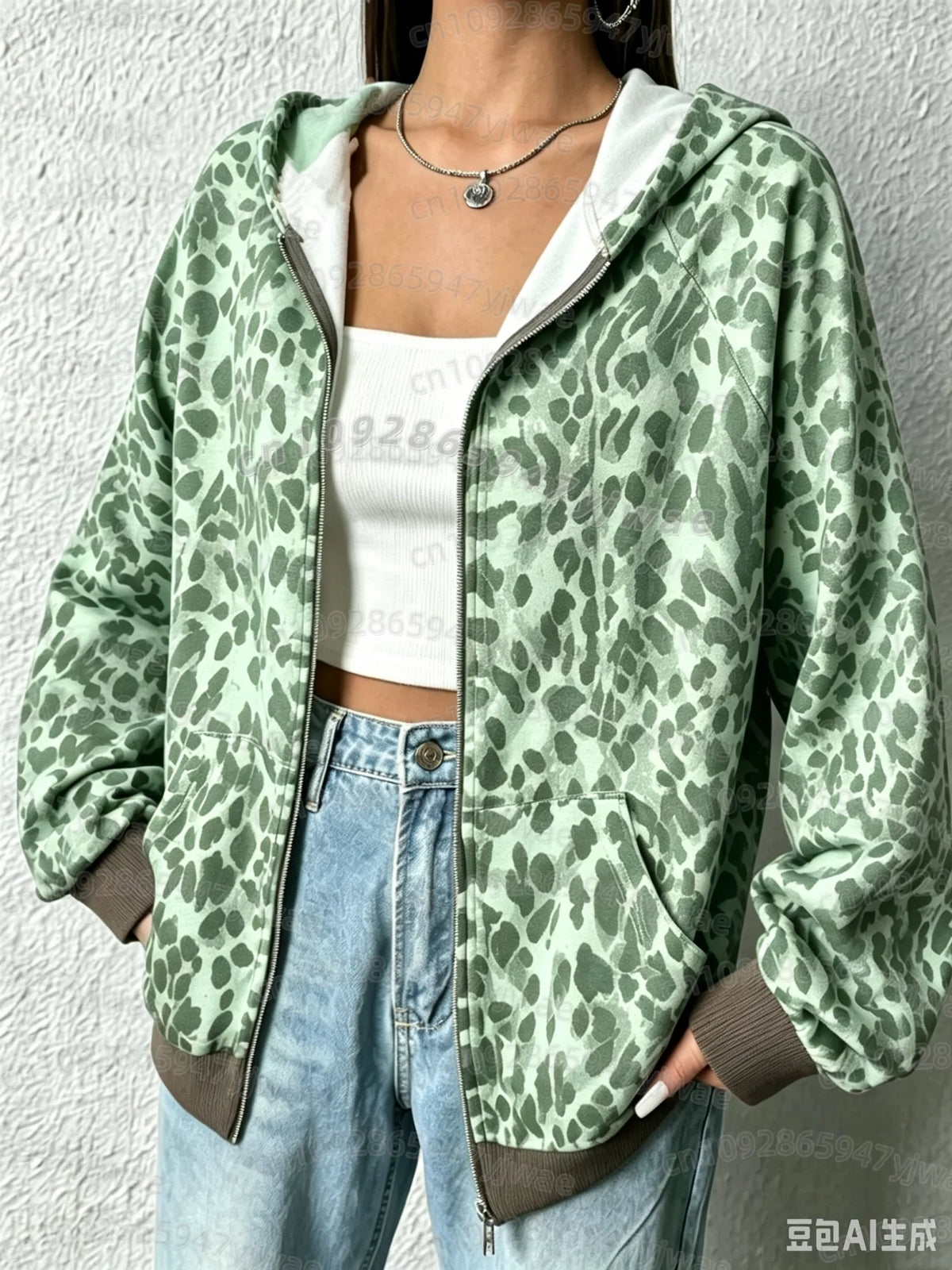 Leopard Print Hooded Sweatshirt