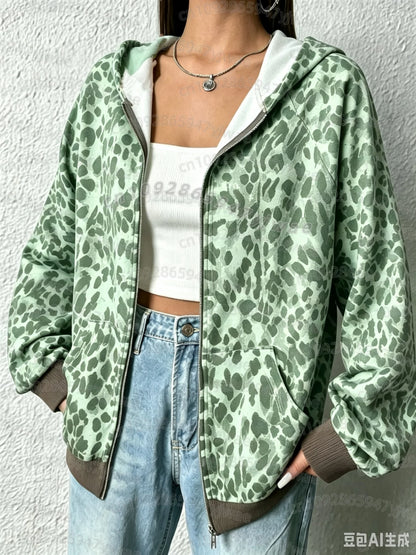 Leopard Print Hooded Sweatshirt