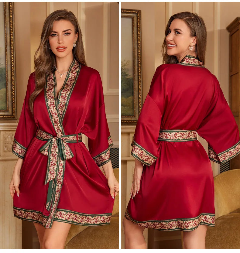 Printed Satin Lounge Robe