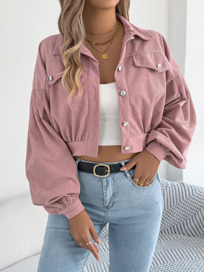 Corduroy Cropped Button Jacket