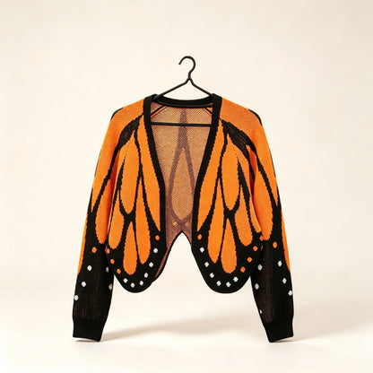 Butterfly Pattern Knit Cardigan