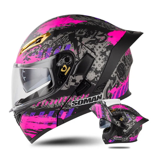 Soman Double-Visor Flip-Up Helmet