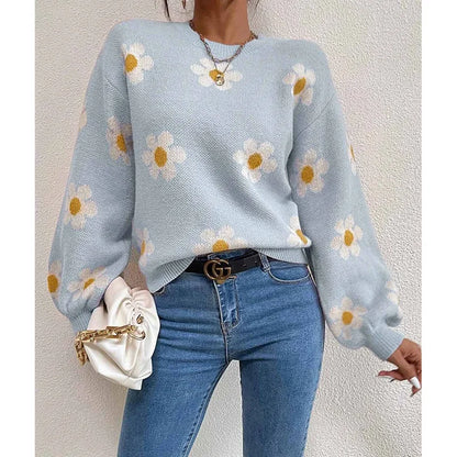 Floral Print Knit Sweater