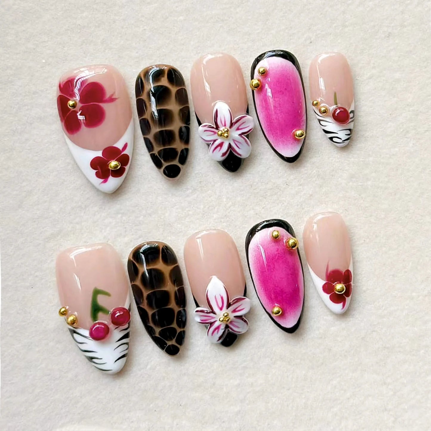 Gradient Blue Flower Press-On Nails
