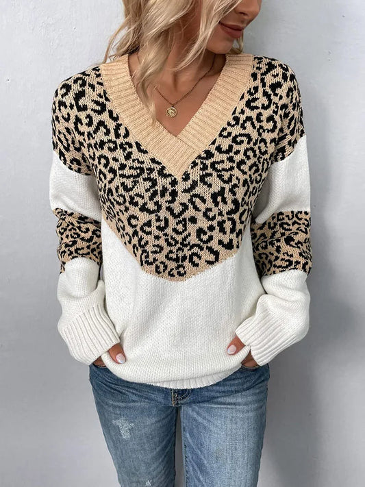 Leopard Print V-Neck Sweater