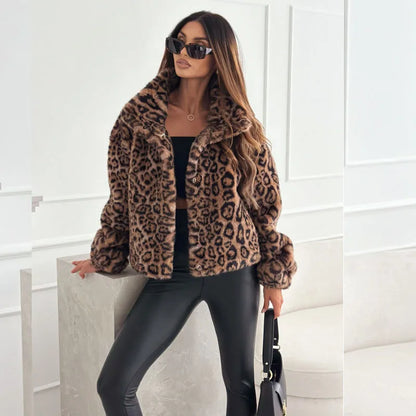 Single-Breasted Leopard Print Jacket