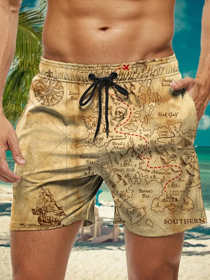 3D Floral Print Swim Trunks