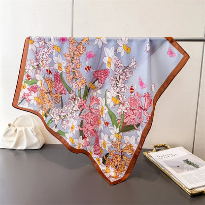 70Cm Butterfly Floral Square Scarf