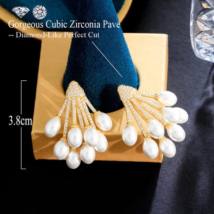 Geometric Pearl Drop Earrings