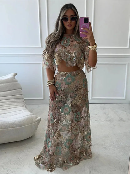 Embroidered Skirt Set