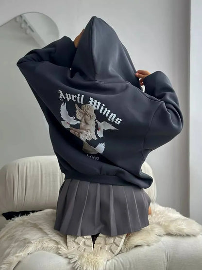 Pink Print Oversized Hoodie