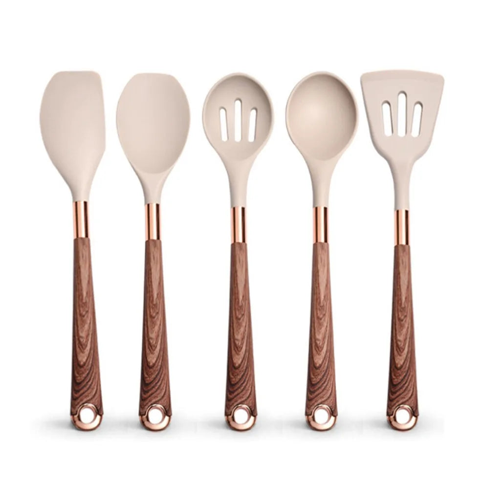 Silicone Khaki Utensils Set For Kitchen
