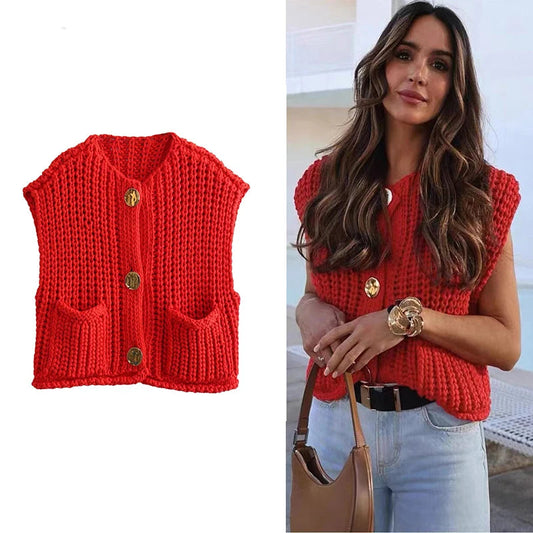 Crop Knit Sweater Vest