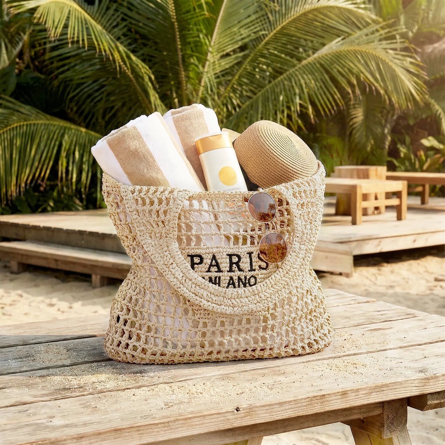 Woven Straw Beach Tote