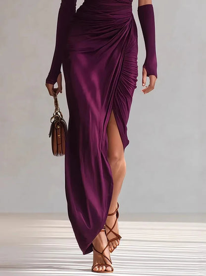 One-Shoulder Patchwork A-Line Dress