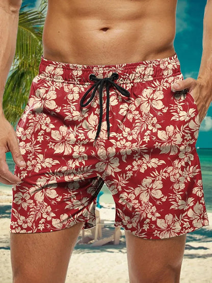3D Floral Print Swim Trunks
