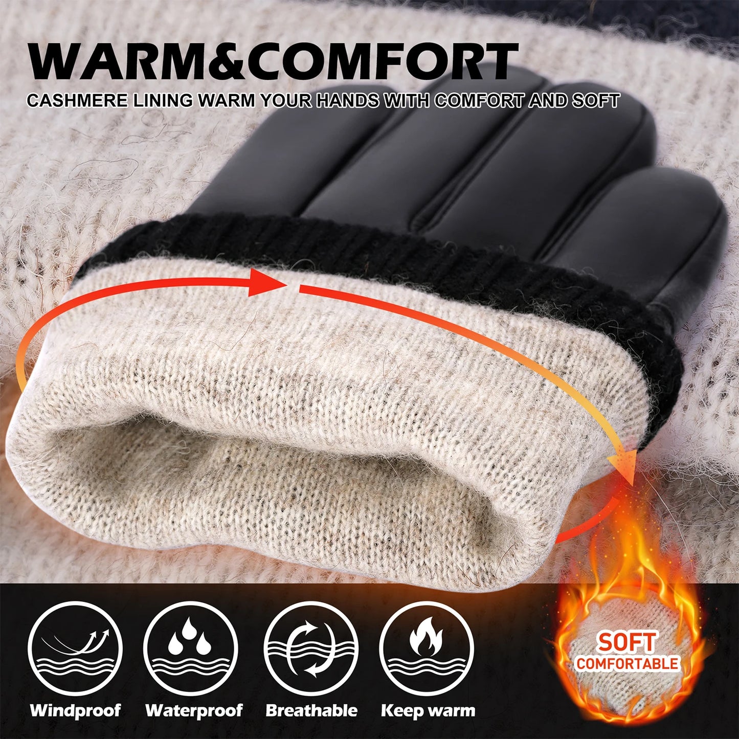 Sheepskin Leather Winter Gloves