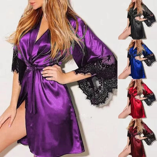 Satin Lace Mini Robe