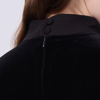 Velvet Patchwork Turtleneck Maxi Dress