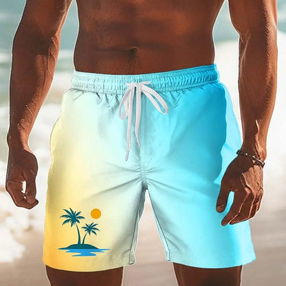 Elastic Print Dual-Wear Beach Shorts