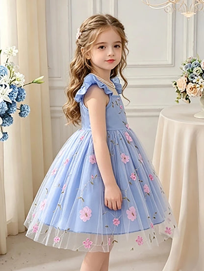 Princess Floral Pink Tulle Dress