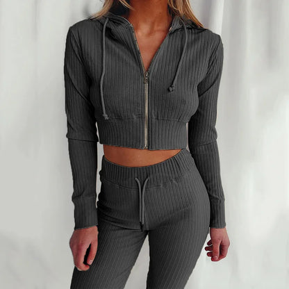 Women Two-Piece Hooded Fleece Tracksuit