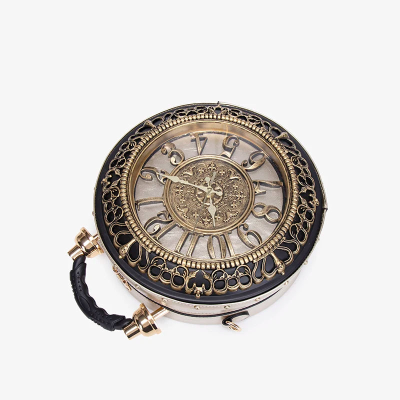 Circular Hollow-Out Clock Bag