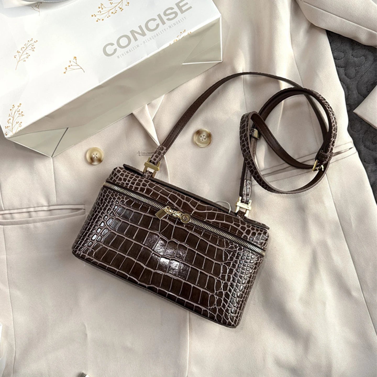 Crocodile Embossed Mini Clutch