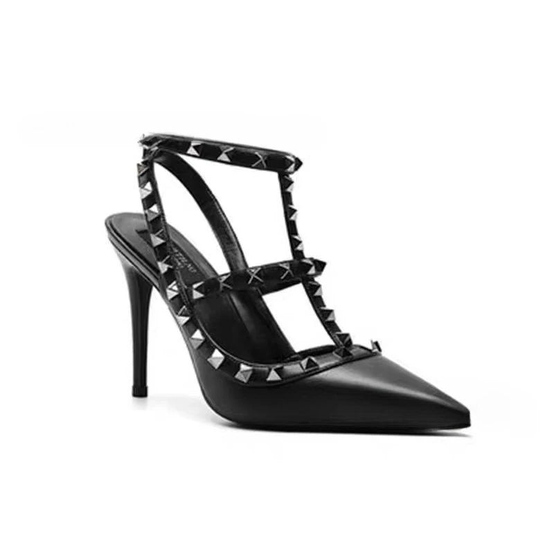 Rivet-Accent Pointed High Heels