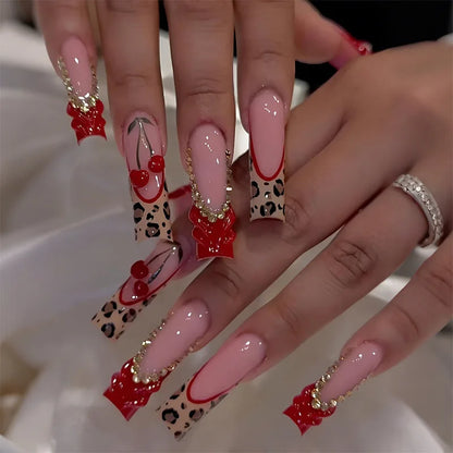 Leopard Cherry Press-On Nails