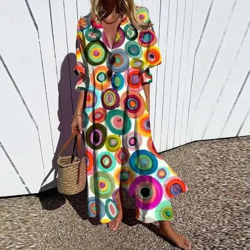 Retro Bohemian Shirt Dress