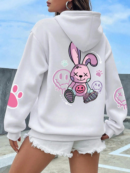 Hip Hop Printed Fleece Hoodie