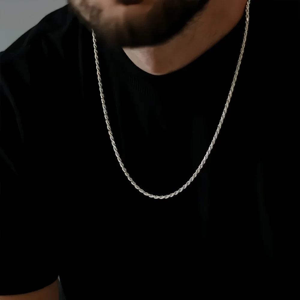 Geometric Silver Twist Chain Birthday