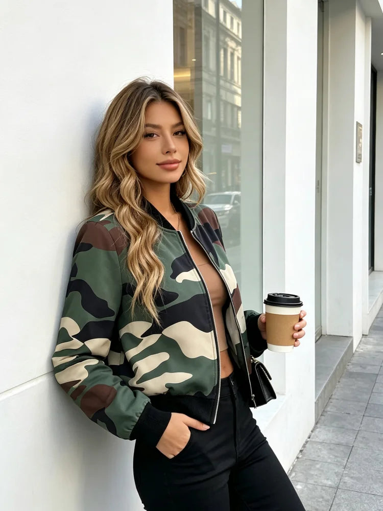 Geometric Print Bomber Jacket