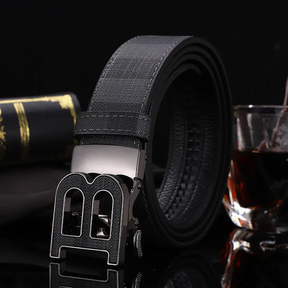 Wide leather canvas belt