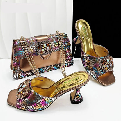 Queena Yan Italian Pink Rhinestone Heels