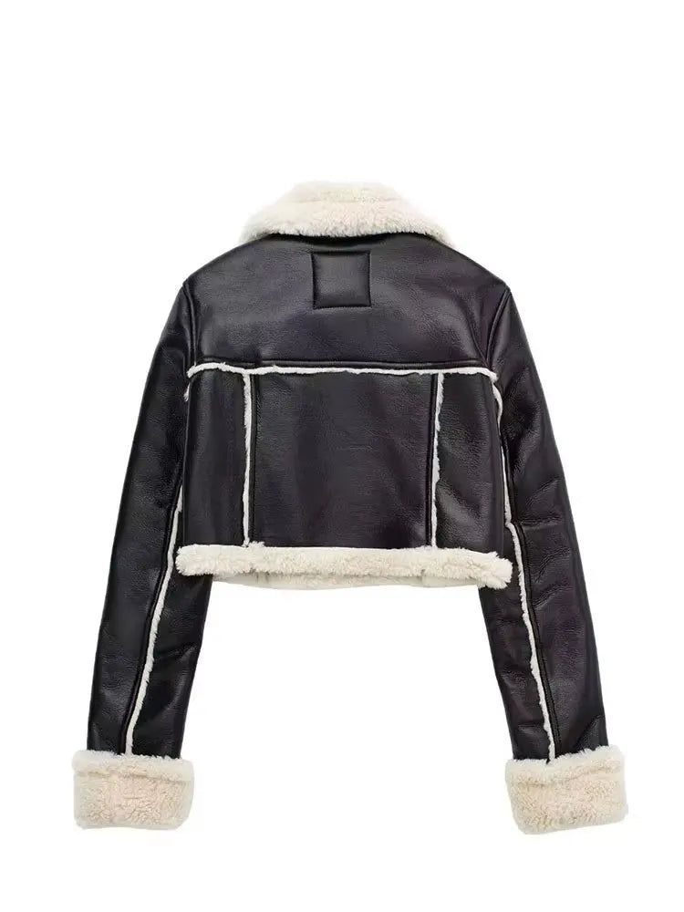 Short Faux Leather Zip Jacket