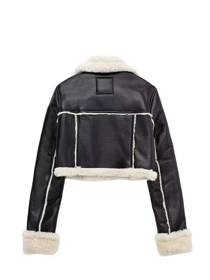 Short Faux Leather Zip Jacket