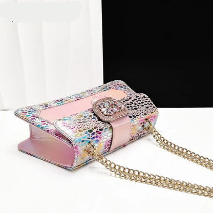 Queena Yan Italian Pink Rhinestone Heels